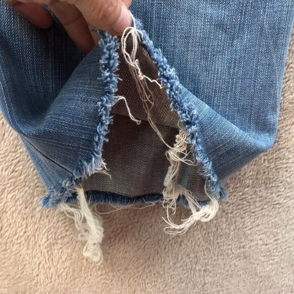 J. Crew Womens Jeans Size 4 City Fit Flare Frayed Hem Blue Denim Casual Y2K - Picture 16 of 16